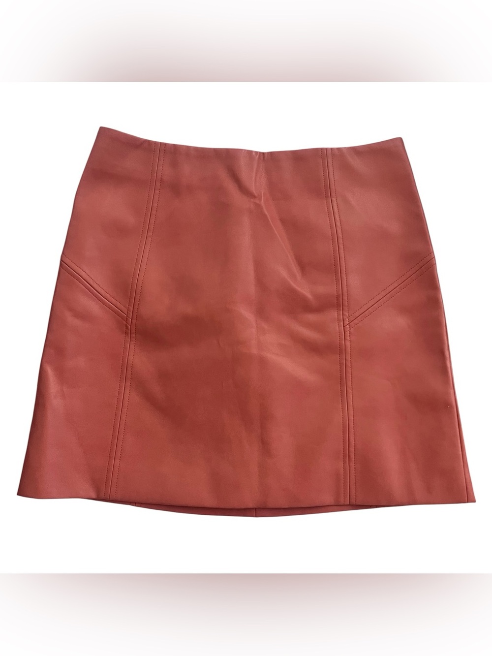 Bagatelle Collection Faux Leather Mini Skirt Rust Brown A-Line Size Medium